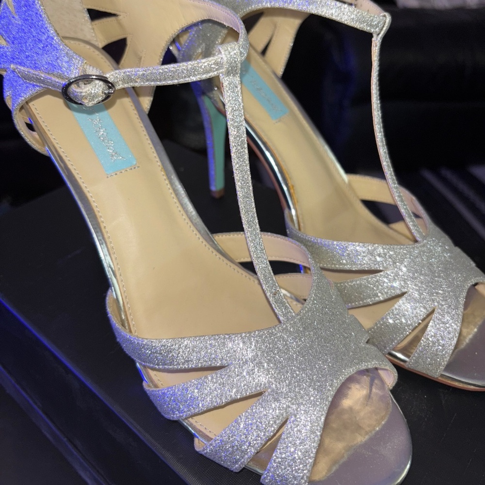 Betsey Johnson Blue by Betsey Johnson Silver Glitter Heels